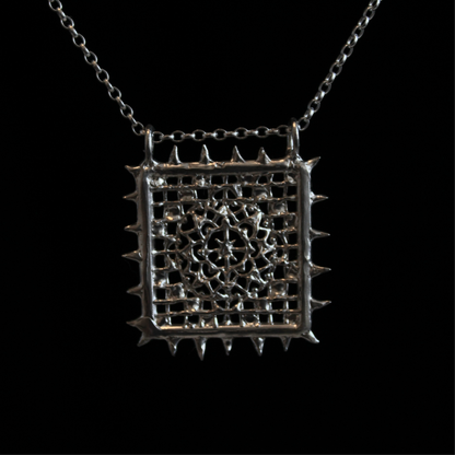 Square spiked lace necklace