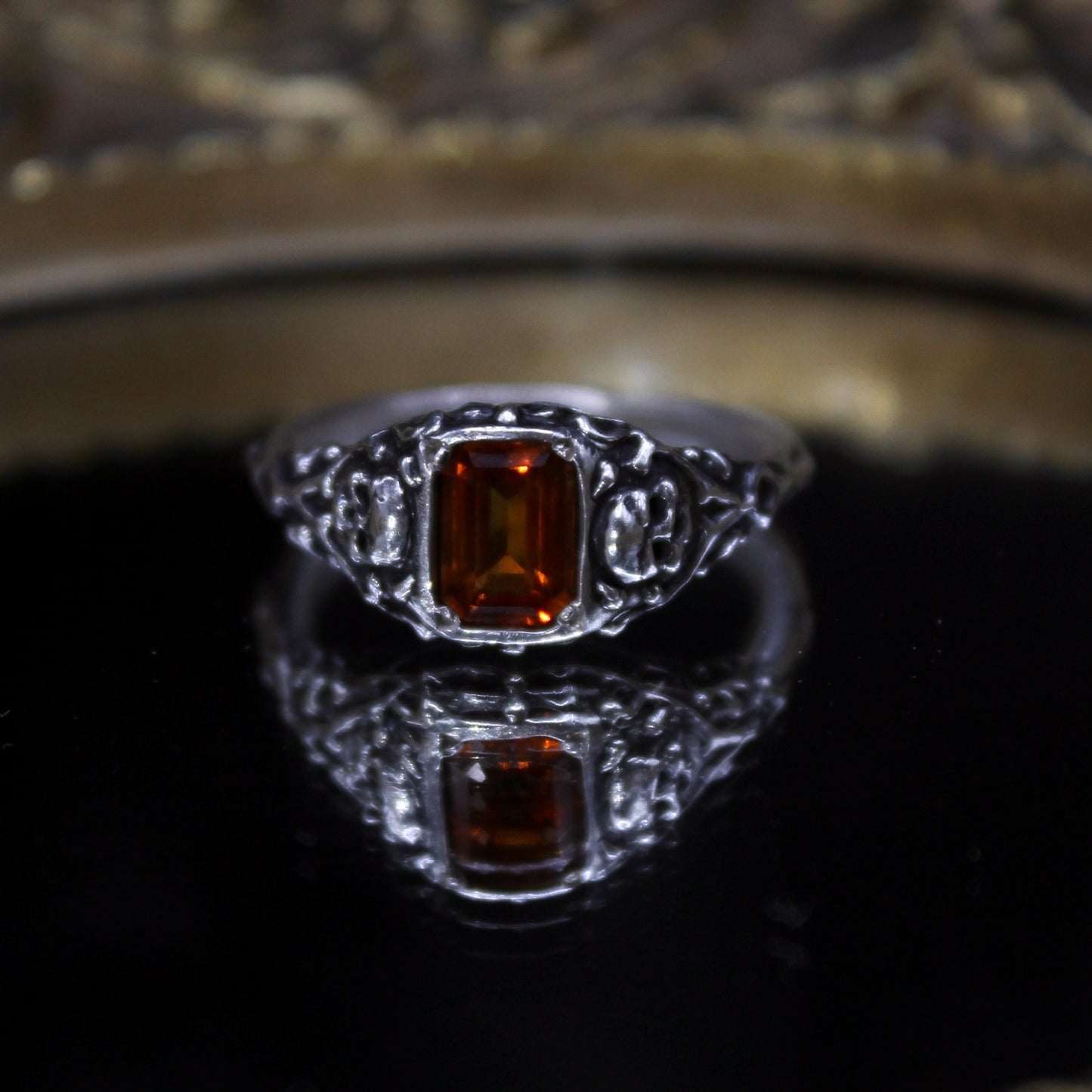 Size 7 3/4  Citrine Shadow Ring