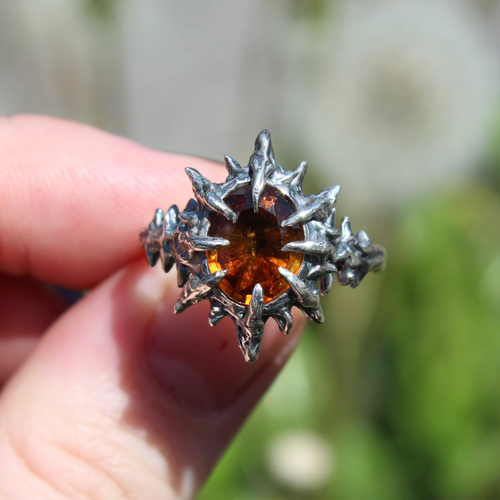Size 9 Citrine Claw Ring