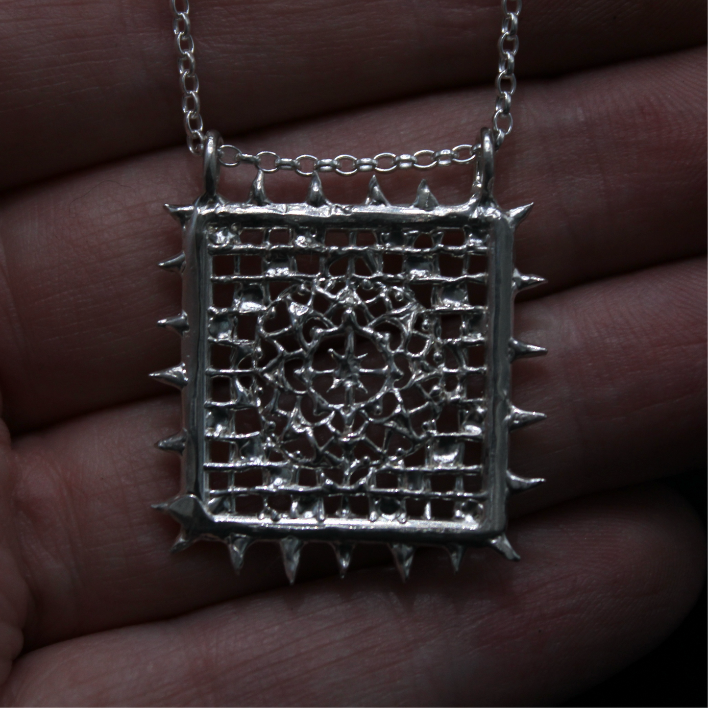 Square spiked lace necklace