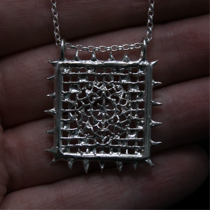 Square spiked lace necklace