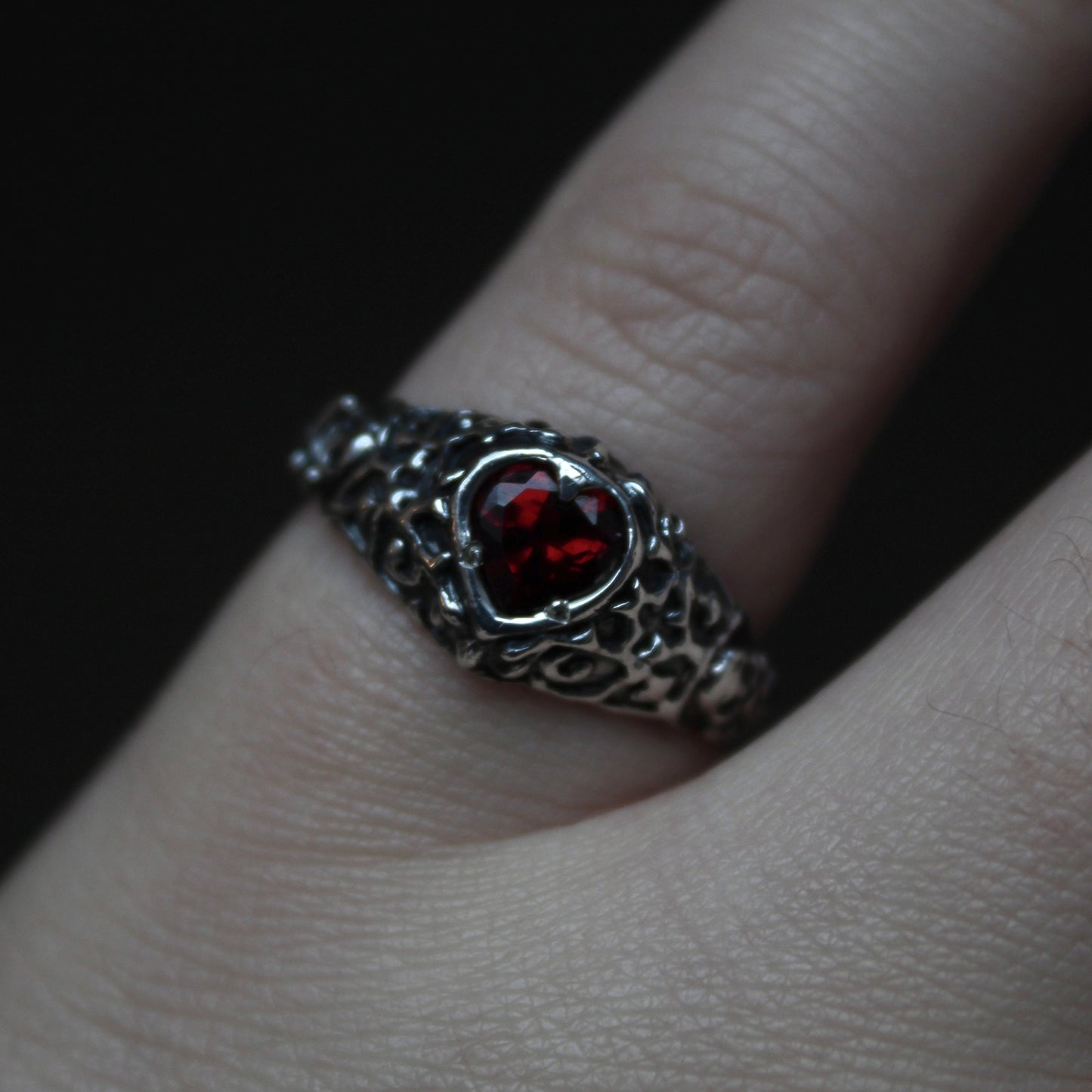 Size 7 1/2 Garnet Shadow Ring