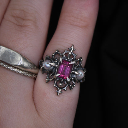 Pink Topaz regal ring- size J